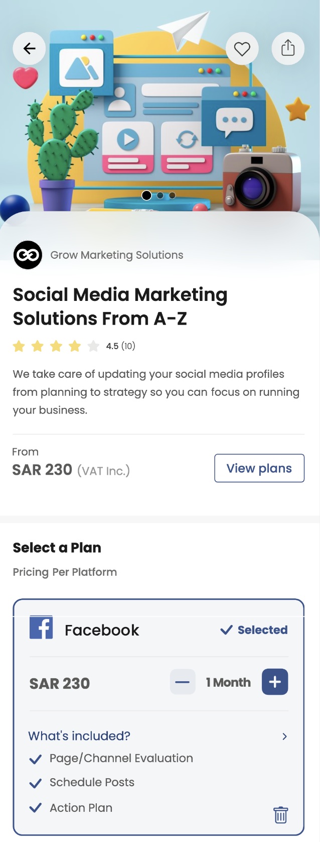 Subscription plans screen