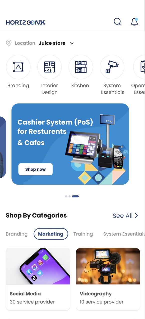 Homepage screen