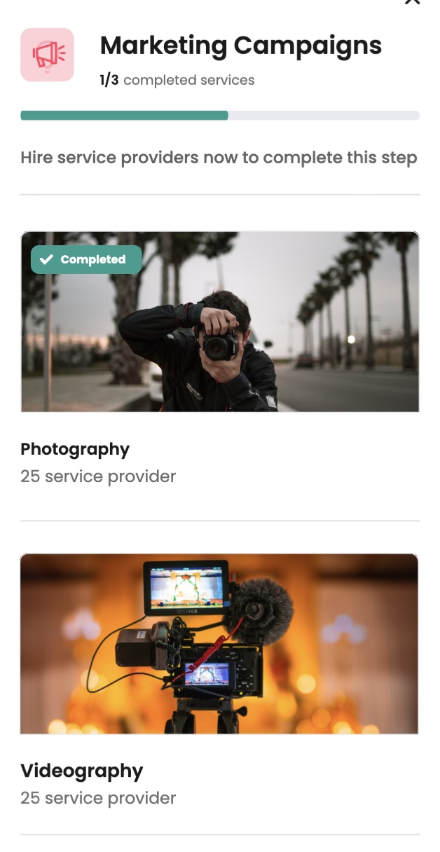 Recommended providers screen