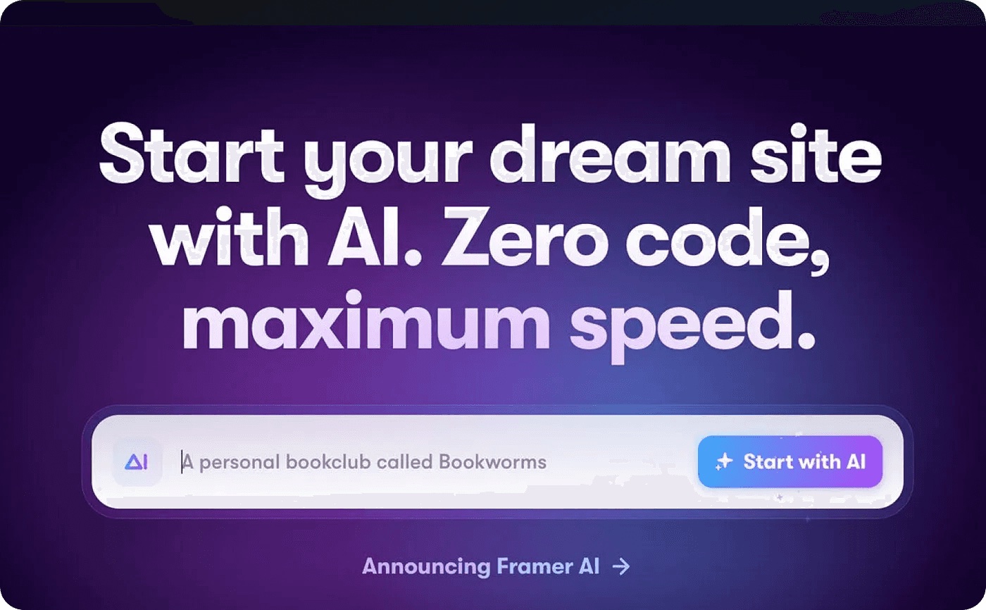 واجهة أداة Framer AI