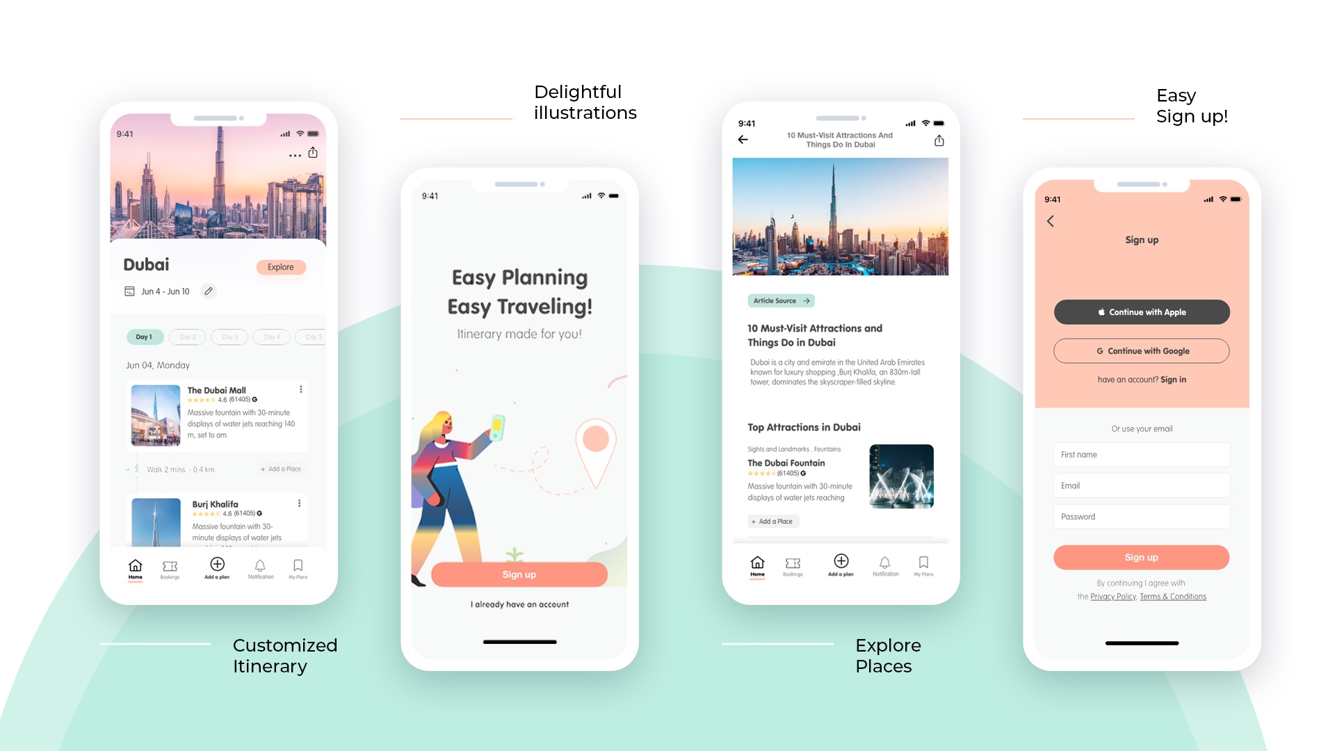 Let’s Travel app screens